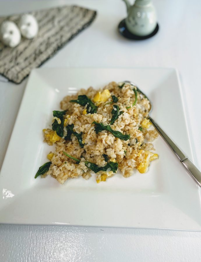 Vegetarian Spinach & Egg Fried Rice